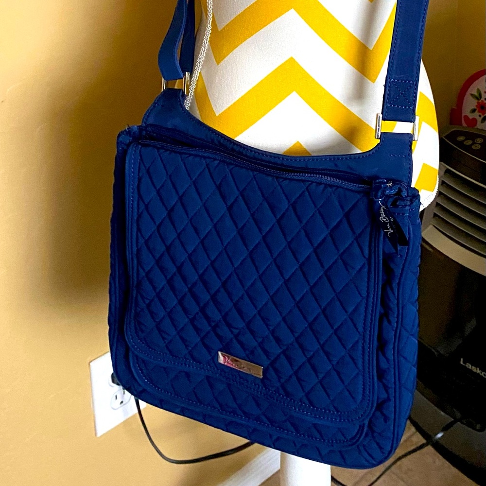 Vera Bradley Quilted Royal Blue crossbody purse with matching wallet.